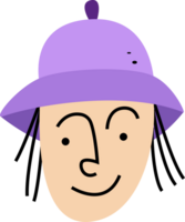 sorridente poco ragazza nel viola cappello personaggio png