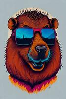 A detailed illustration of a Capybara for a t-shirt design, wallpaper, and fashion photo