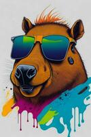 A detailed illustration of a Capybara for a t-shirt design, wallpaper, and fashion photo