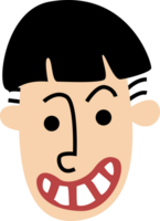 Laugh young man with black bobbed hair character png