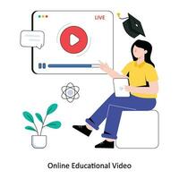 Online Educational Video flat style design vector illustration. stock illustration