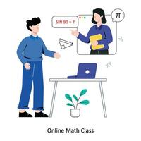 Online Math Class flat style design vector illustration. stock illustration