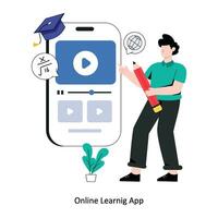 Online Learning App flat style design vector illustration. stock illustration
