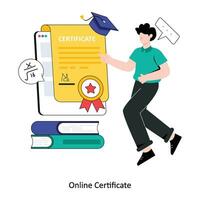 Online Certificate flat style design vector illustration. stock illustration