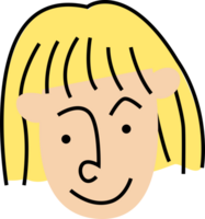 Smiling teenage girl with blonde bobbed bangs character png