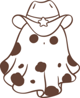 Cute cowboy Halloween ghost cartoon doodle png