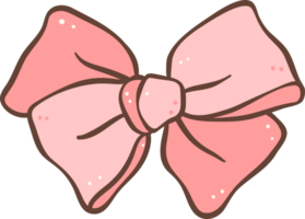 Cute pink hair bow doodle outline illustration png