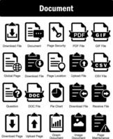 A set of 20 Document icons as download file, document, page security vector