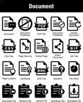 un conjunto de 20 documento íconos como documento, documento prohibido, pdf archivo vector