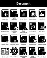 A set of 20 Document icons as audio book, book protection, graph book vector