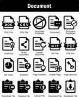 A set of 20 Document icons as doc file, csv file, document prohibited vector