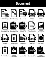 A set of 20 Document icons as global page, page security, document vector