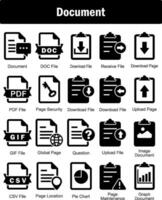 A set of 20 Document icons as document, doc file, download file vector