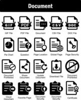 A set of 20 Document icons as gif file, pdf file, document vector