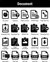 A set of 20 Document icons as pie chart, question, page location vector