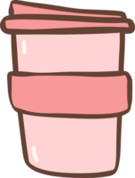 Cute coffee takeaway cup doodle outline png