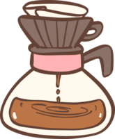 Drip coffee pour over doodle outline png