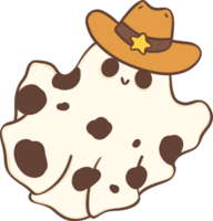 Cute cowboy Halloween ghost cartoon doodle png