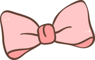 Cute pink hair bow doodle outline illustration png