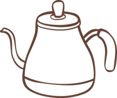 cute coffee pot Percolator kettle outline doodle cartoon drawing png