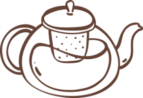 cute tea pot outline doodle cartoon drawing png