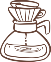 cute drip coffee pour over outline doodle cartoon drawing png