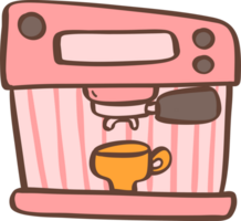 Espresso coffee machine doodle outline png