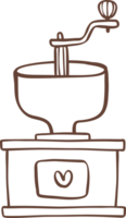 carino caffè macinino schema scarabocchio cartone animato disegno png