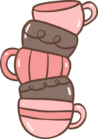 stack of coffee cups doodle outline png