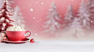 Warmth and Sweetness - melted marshmallow in a Red Cup - Generative AI photo