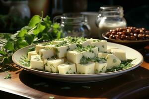 salad with feta cheese and olives photo