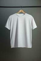 white t-shirt mockup template on gray background photo
