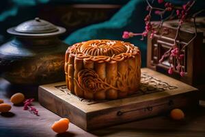 Festive Delicacy - Exploring Chinese Mooncake - Generative AI photo