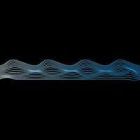 Blue gradient waves line border, template banner latest technology sound vibrations on black. Vector illustration