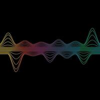 Sound wave rainbow wavy line gradients. Radio frequency. Abstract geometric shape on a black background. Vector illustration