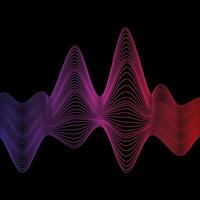 Sound wave rainbow wavy line gradients. Radio frequency. Abstract geometric shape on a black background. Vector illustration