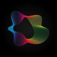 Voice music waves equalizer, Abstract wavy rainbow radio wave icon on dark. Vector sound symbol