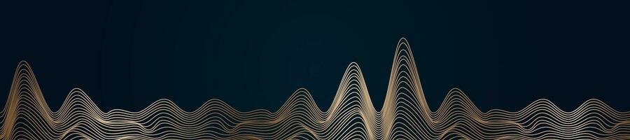 Linear golden abstract waves. Vector design banner poster. Minimalist modern background