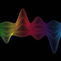 Sound wave rainbow wavy line gradients. Radio frequency. Abstract geometric shape on a black background. Vector illustration