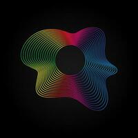 Voice music waves equalizer, Abstract wavy rainbow radio wave icon on dark. Vector sound symbol