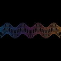 Sound wave rainbow wavy line gradients. Radio frequency. Abstract geometric shape on a black background. Vector illustration