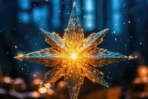 Glowing Christmas Star Shining Bright - Generative AI photo