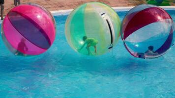 niños en grande inflable pelotas nadar en el piscina video