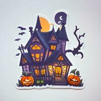 Halloween House Sticker Ai Generate photo