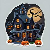 Halloween House Sticker Ai Generate photo