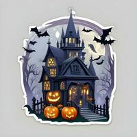 Halloween House Sticker Ai Generate photo