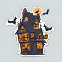 Halloween House Sticker Ai Generate photo