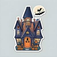 Halloween House Sticker Ai Generate photo