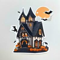 Halloween House Sticker Ai Generate photo