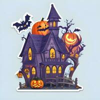 Halloween House Sticker Ai Generate photo